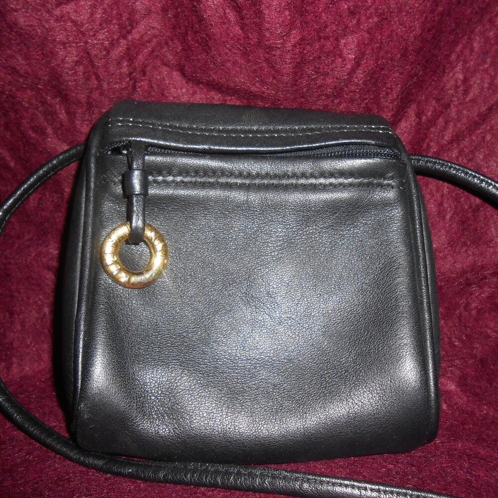 Vintage ANNE KLEIN II Black Mini Cross Body Crossbody Leather Bag
